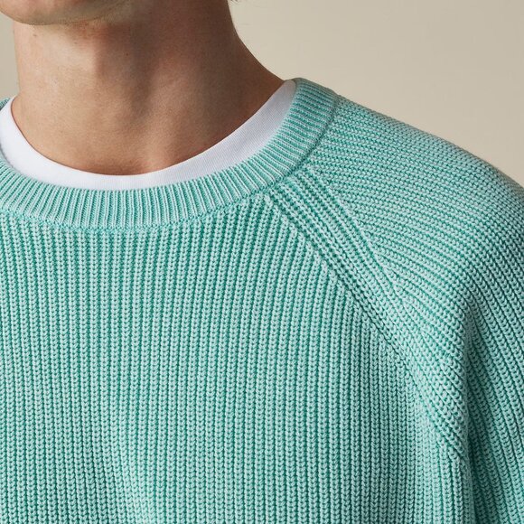 J Crew Sweater Mens Blue Shaker Stitch Crewneck Heritage Ribbed CJ377 - Picture 4 of 6